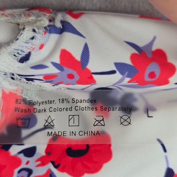 White Purple Floral Crisscross String Padded Swimwear Bikini Top L Large - Picture 7 of 7